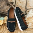 thumbnail image 5 of Women's Suede Leather Casual Penny Loafers Ladies Retro Classic Flats Dress Shoes Comfortable Slip On Fashion Boat Shoes Black Size 6.5, 5 of 7