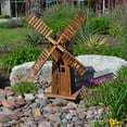 thumbnail image 2 of Westcharm 34 in. Tall Classic Wooden Dutch Windmill Sculpture Backyard Decorations - Old-Fashioned Kinetic Wind Spinner for Garden Patio, Rustic Brown, 2 of 8