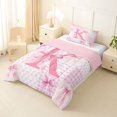 thumbnail image 2 of Erosebridal Pink Princess Bowknot Twin Comforter Sets,First Letter K Bedding Set For Girly,Pink Reversible,2 Pieces, 2 of 7