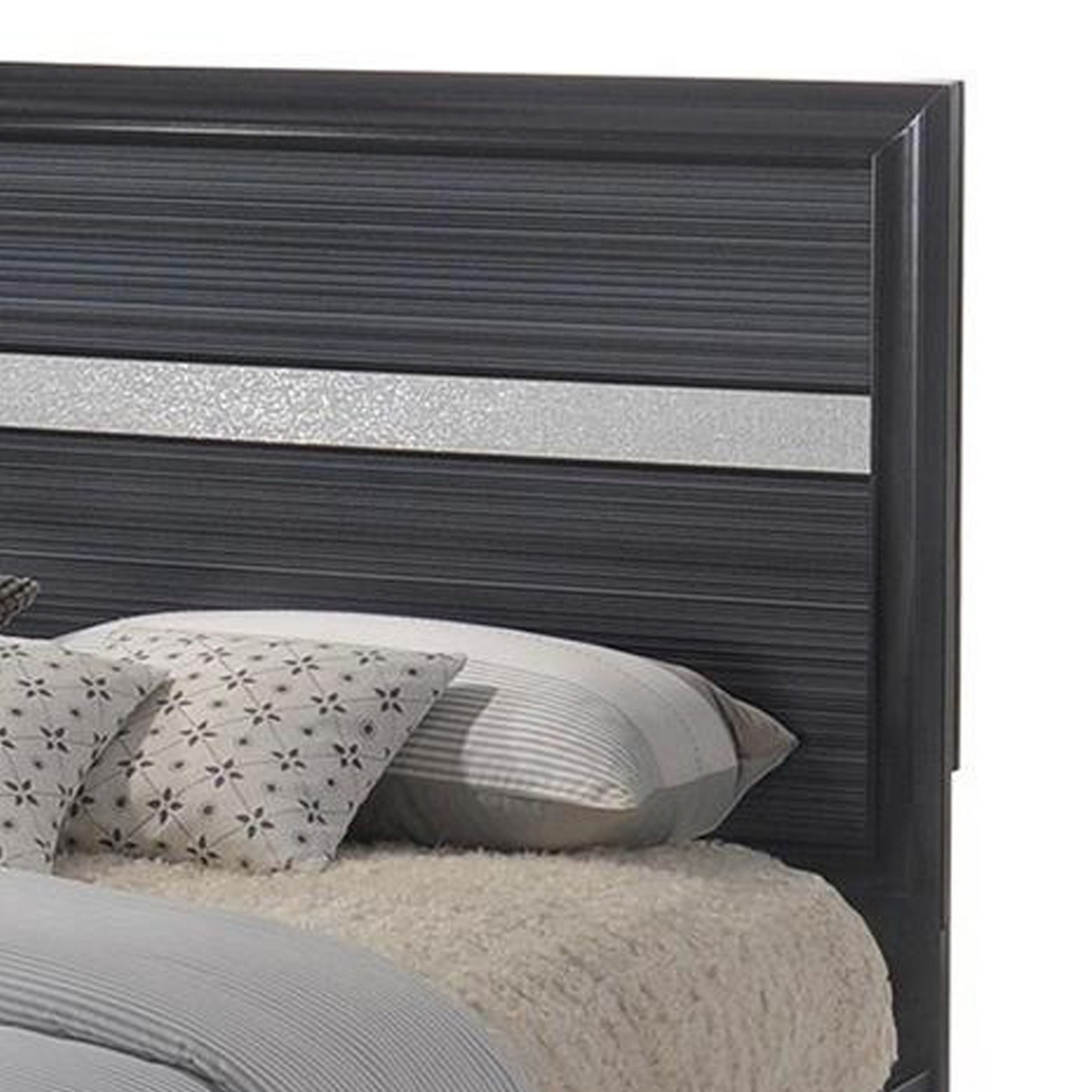 Contemporary Acrylic Trim Accent Eastern King Bed with 2 Drawers, Black- Saltoro Sherpi