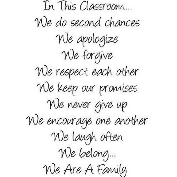 Custom Wall Decal : In This Classroom... We are a family Quote School Rules Friend Classmates Teacher Student Wall Sticker : 8 X12" -