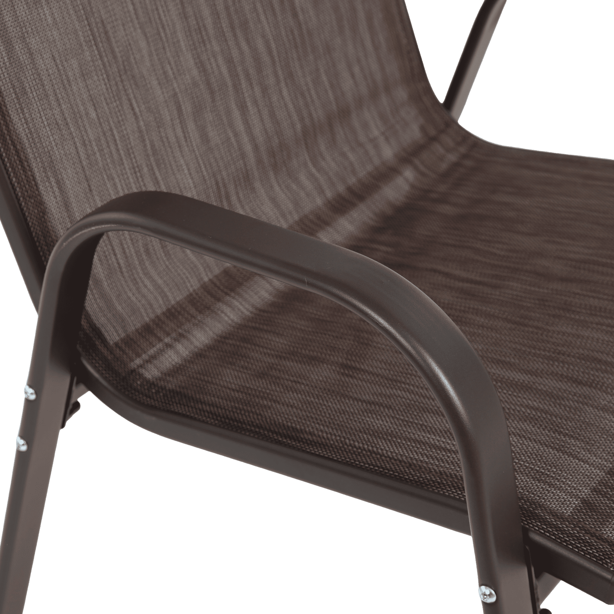 6 Pack Outdoor Patio Chairs, High Back Textilene Camping Chairs with Armrests, Breathable Garden Chairs for Pool, Beach, Yard, Patio, Deck(Brown)