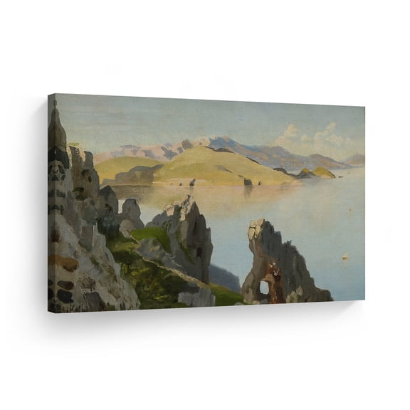 Smile Art Design View from Naples Peder Mork Monsted Canvas Wall Art Print Famous Fine Art Oil Painting Canvas Art Classic Modern Art Reproduction Home Decor Ready to Hang Made in the USA- 8x12
