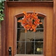 thumbnail image 4 of Decoración colgante de puertas con corona de Halloween | Guirnalda de malla de calabaza naranja | Cráneo Esqueleto Mecánico | Material de espuma | Decoración espeluznante de mesa de patio | 1 Pc, 4 of 6