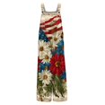 thumbnail image 5 of JULMCOMO American Flag Jumpsuits for Women Independence Day Cotton Linen Summer Patriotic Rompers 250th Year Wide Leg Sleeveless Stars Stripes Pants with Pockets Khaki 2XL, 5 of 6
