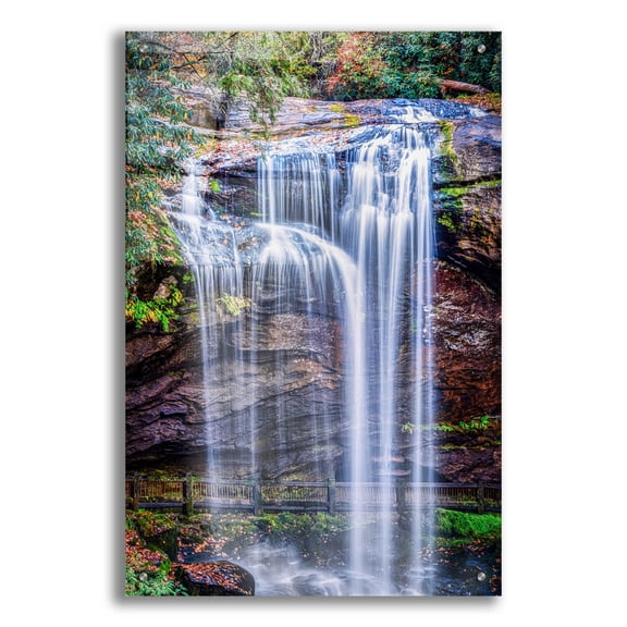 Epic Art 'Smoky Mountains Autumn Waterfall 1' by Grace Fine Arts Photography, Acrylic Glass Wall Art, 24"x36"