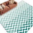 thumbnail image 2 of 6'x9' Area Rugs, Teal Chevron Indoor Outdoor Area Rug for Living Room Bedroom, Ombre Geometric Ocean Wave V-shaped Washable Bathroom Rugs Kitchen Floor Carpet Mats Home Decor Aesthetic, 2 of 8
