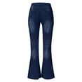 thumbnail image 3 of MGCWSH Butt Lifting Low Rise Flamingo Jeans for Women Trendy Stretch Wide Leg Pants Denim Dark Blue S, 3 of 4