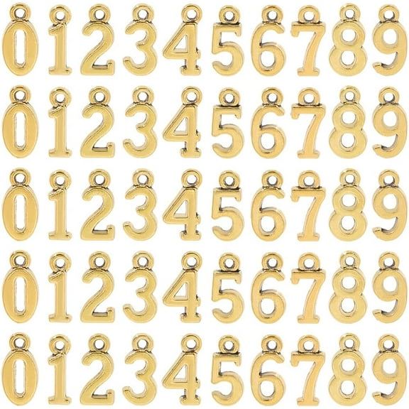 1 Box 180Pcs Gold 0 to 9 Charms Numbers Charms Bulk Small Alloy Metal Numeric 1 2 3 Number Pendants for Jewelry Making Diy Necklaces Bracelets Earrings Crafts Supplies Handmade Women Adults