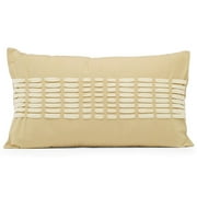 Eco Organic Woven Ribbon Decorative Pillow With Down Fill, Tumbleweed, Yellow Rose
