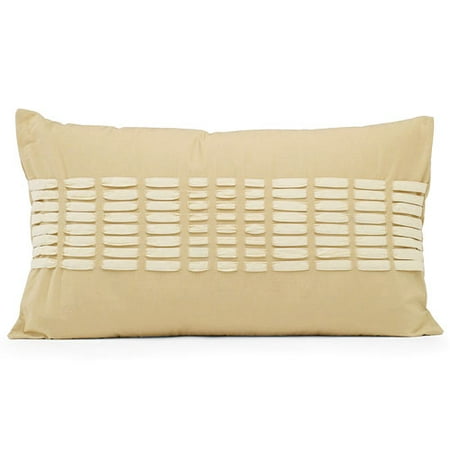 Eco Organic Woven Ribbon Decorative Pillow With Down Fill, Tumbleweed, Yellow Rose