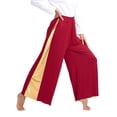thumbnail image 5 of iiniim Women's Praise Dance Outfit Color Block Worship Dress with Pants Liturgical Dancewear Burgundy XL, 5 of 7