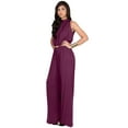 thumbnail image 2 of KOH KOH Long Pants Jumpsuit Formal One Piece Cocktail Evening Fall Dressy Pantsuit Romper Workwear Casual Outfit Tall Sleeveless Playsuit For Women Plum Dark Purple XX-Large US 18-20 NT202, 2 of 4