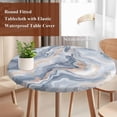 thumbnail image 5 of Marble Texture Round Fitted Table Cover Elegant Blue Gray Tone Water Effect Waterproof Table Cloth with Elastic Edge Wipeable Tablecloth for Picnic Camping Party Fits 55"-60" Diameter, 5 of 8