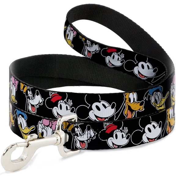 Disney Pet Leash, Dog Leash, Disney The Sensational Six Smiling Faces Black, 4 Feet Long 0.5 Inch Wide