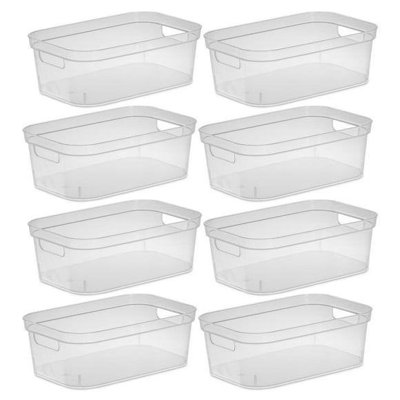 Sterilite 4.25 x 8 x 12.25 Inch Storage Bin with Carry Handles, (8 Pack)