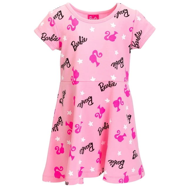 Vestido de skater Barbie para niñas grandes, French Terry, color rosa 10-12