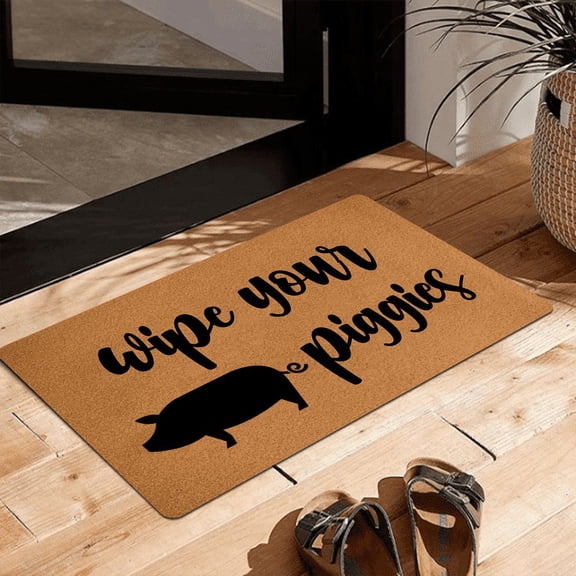 Wipe Your Piggies Doormat Funny Pig Doormat Home and Office Decorative Indoor/Outdoor/Kitchen Mat Non-Slip Rubber 23.6"(L) by 15.7"(W)