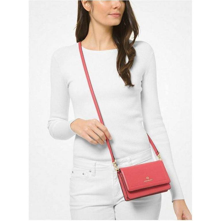 Michael Kors Jet Set Small Logo Smartphone Convertible Crossbody Bag Hibiscus