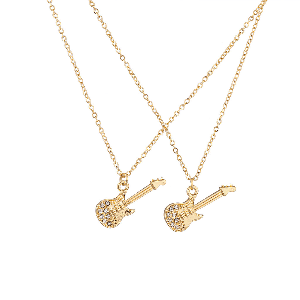 Lux Accessories Goldtone Guitar Necklace Set