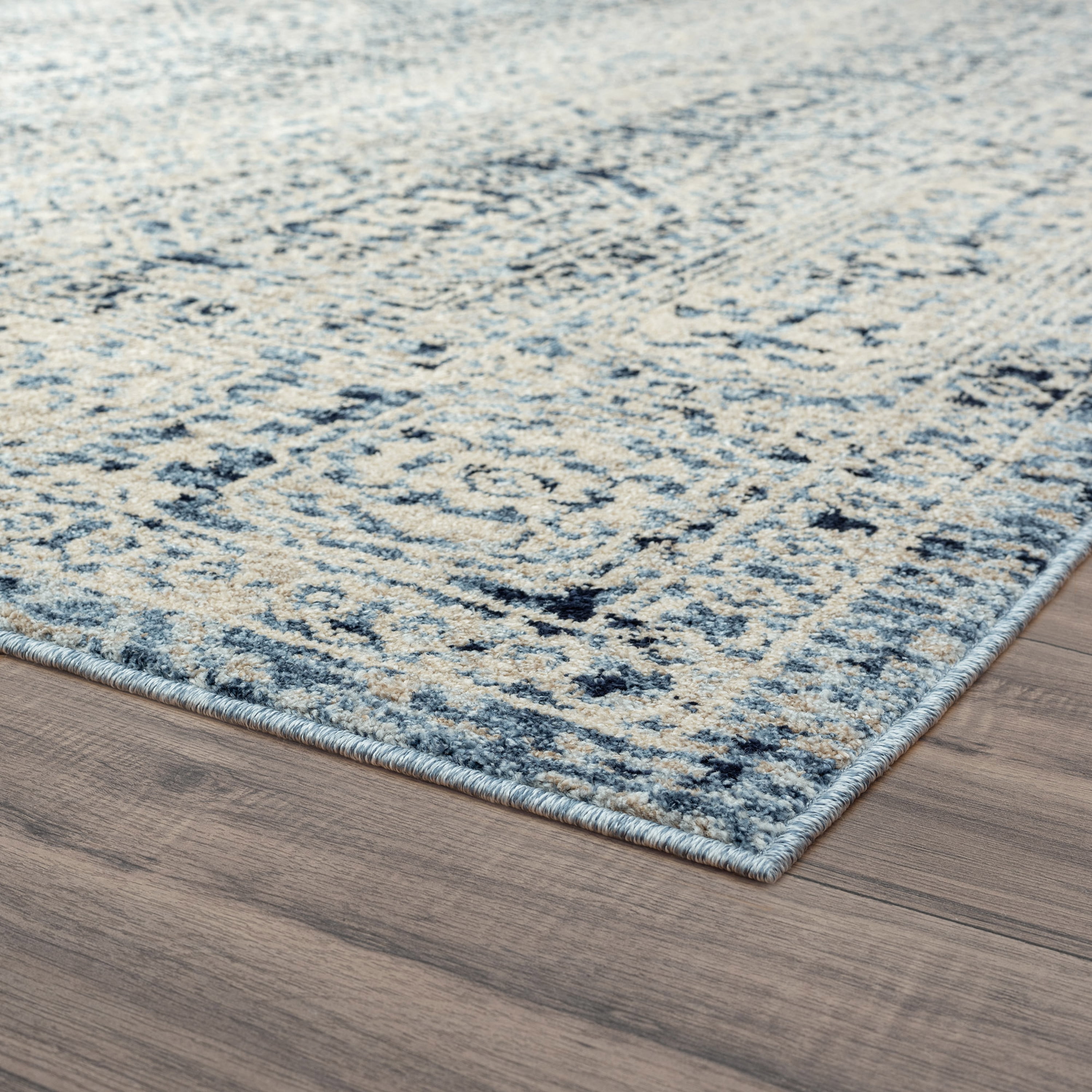 Traditional 8x10 Area Rug (7'11'' x 10'3'') Oriental Blue, Blue Living Room Easy to Clean