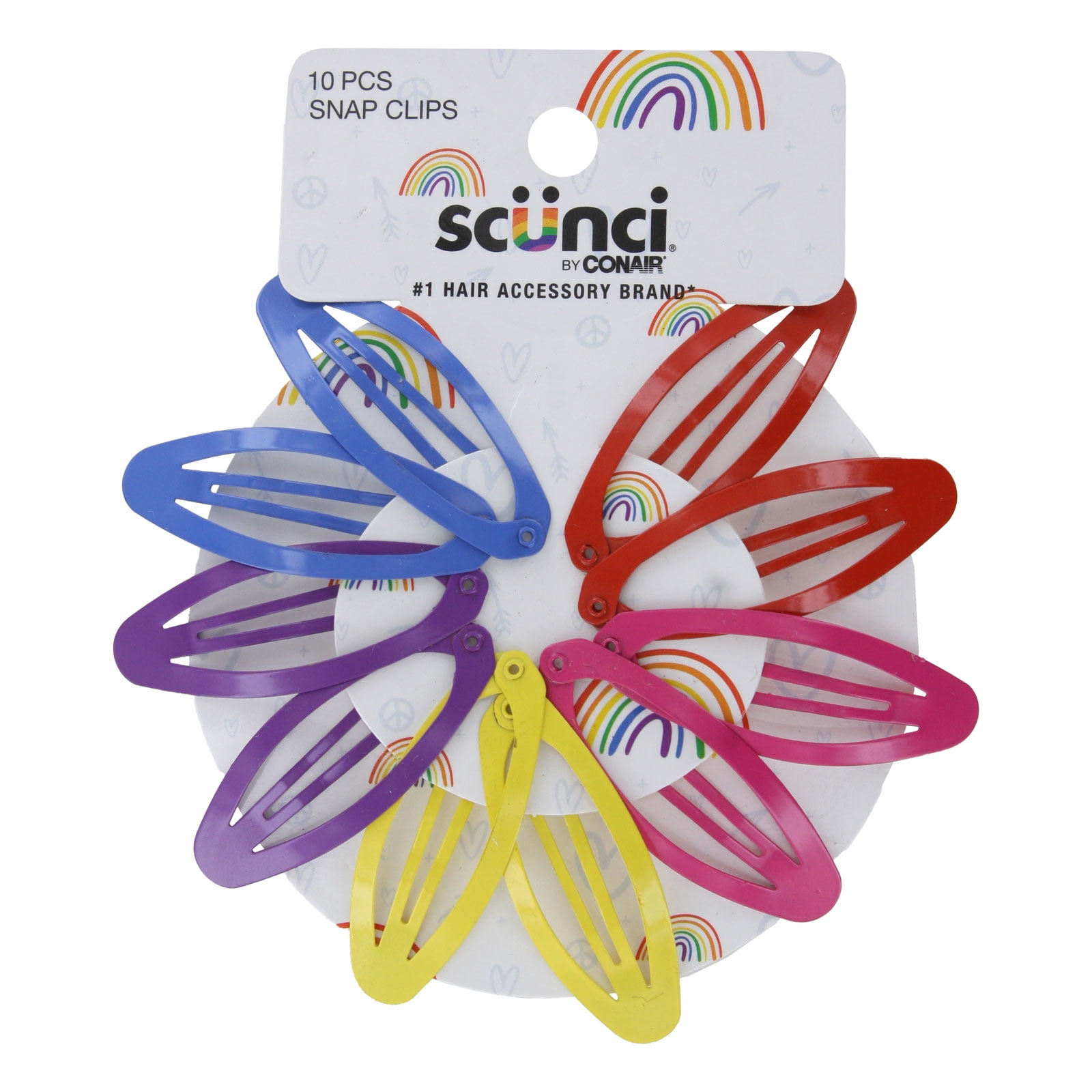 (4 pack) Scunci Hair Snap Clips, Assorted Colors, 10-Pieces