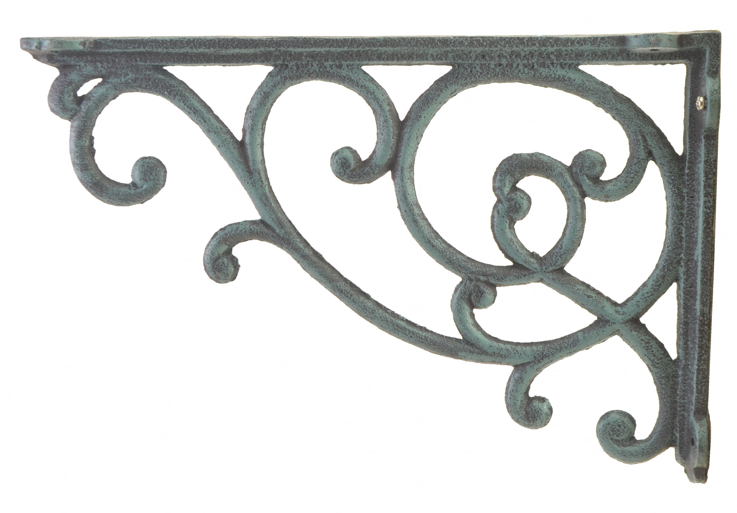 Wall Shelf Bracket Ornate Vine Verdigris Cast Iron Large 12.375" Deep Brace by Flag Emotes