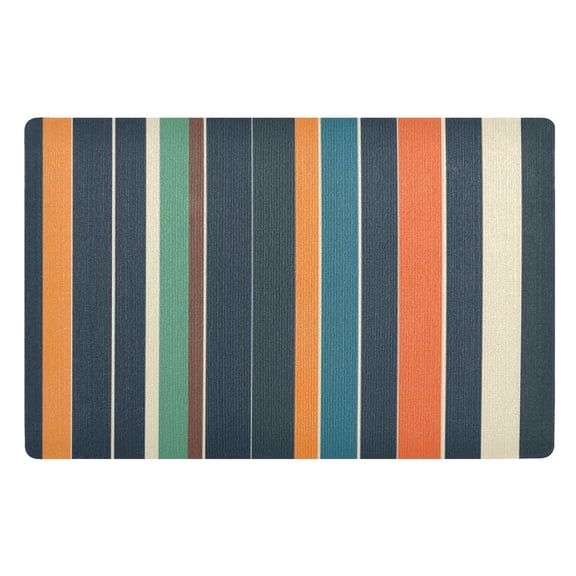 Yayeee Doormat for Indoor Entrance 32" x 20" Non Slippery Floor Rug, Navy Blue Stripes