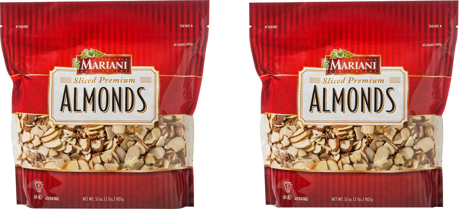 2 PACK Mariani Sliced Premium Almonds, 2 lbs