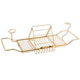 thumbnail image 2 of Bathtub Tray Caddy, Adjustable Gold Finish Organizer, Sturdy Carbon Steel, Expandable from 24 to 33 in, Includes Rotating Stands and Dual Cup Holders, 2 of 5