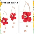 thumbnail image 6 of 5 Pairs 5 Colors Acrylic Flower Dangle Hoop Earrings with Rhinestone Tassel Light Gold Alloy Long Drop Earrings for Woman Mixed Color 72x27mm 1 Pair/color, 6 of 7
