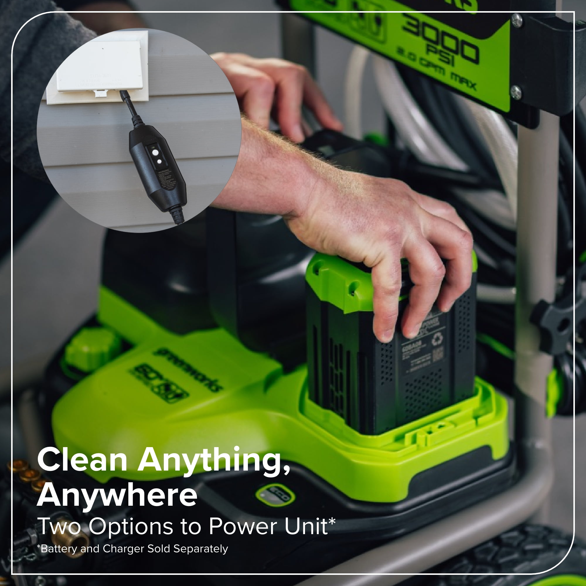 Greenworks Hybrid 60V 3000 PSI at 2.0 GPM Electric Pressure Washer 5128202T