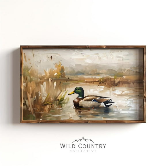 PosterArt Vintage Duck Pond Poster Rustic Cabin Wall Art Mallard Bird Print Man Cave or Hunter Gift Decor, 8x12 UNFRAMED