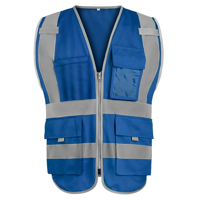 GOGO 9 Pockets High Visibility Zipper Front Safety Vest With Reflective Strips, Meets ANSI Standards