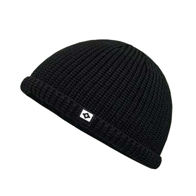 Wdgfv Unisex Waffle Beanie Knit Winter Hat, Super Soft Ultra Warm Double-Layered Ski Cap with Ribbed Cuff Black One Size