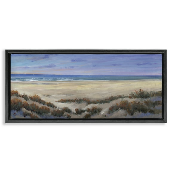 Stupell Industries Traditional Grassy Beach Nautical & Beach Painting Black Floater Framed Canvas Art Print Wall Art, 25 x 11