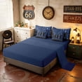 thumbnail image 5 of Manfei Retro Camo US Flag Queen Bedding, Patriotic Soldier Silhouette Bedding Comforter Set Queen, Blue Camo, Navy Reversible 7pcs, 5 of 6