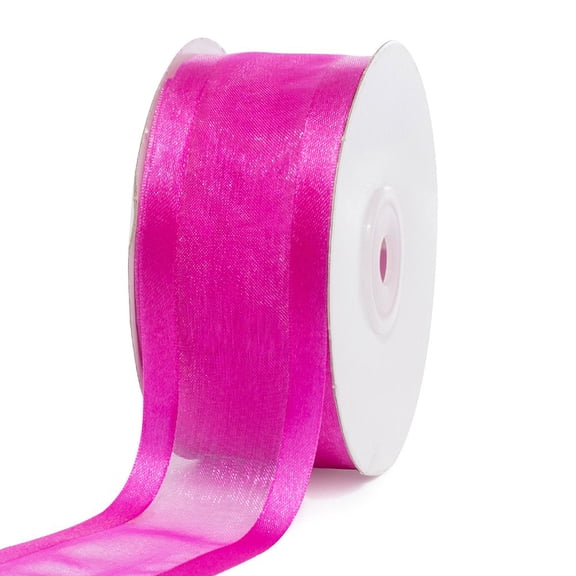Organza with Satin Edge Ribbon Roll – 1-1/2" x 25 Yards, Fuchsia
