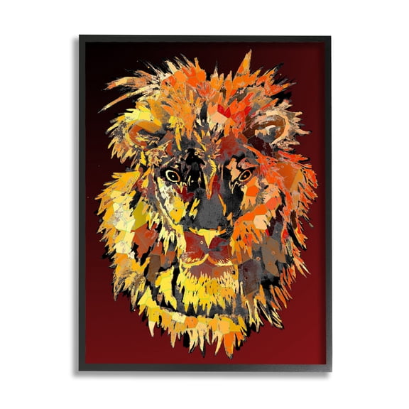 Stupell Industries Abstract Lion Mane Animals & Insects Painting Black Framed Art Print Wall Art, 11 x 14