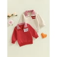 thumbnail image 3 of BemeyourBBs Toddler Baby Boy Girl Valentine Outfit Jesus Love Me Sweatshirt Fall Winter Spring Baby Christening Clothes Long Sleeve Plaid Lapel Quarter Zip Pullover Letter Heart Embroidery Tops, 3 of 9