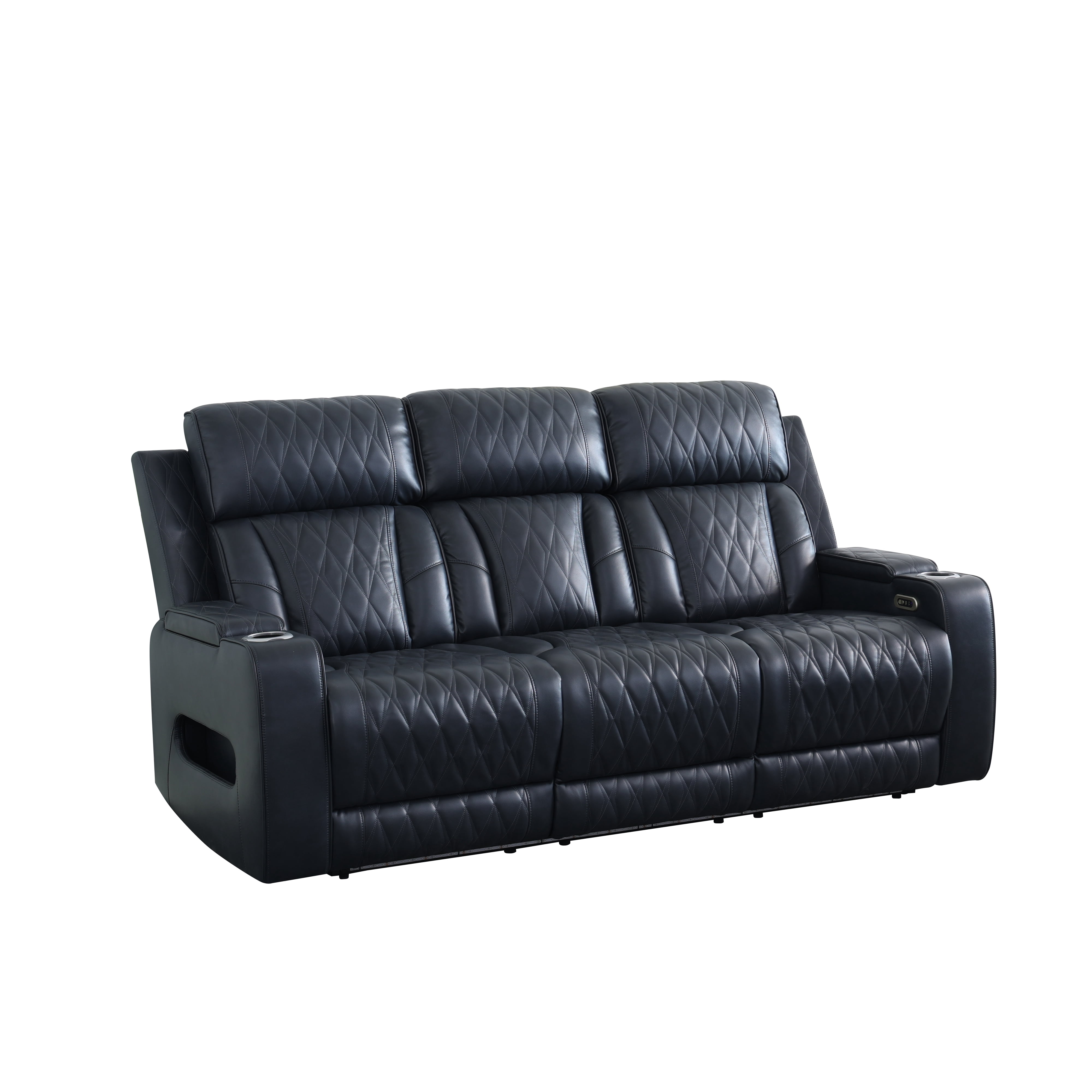 Electric Power Recliner Sofa Chair, 3 Seater Recline Chair for Living Room & Home Theater, Built-in Cup Holder & USB Charging Ports, Black