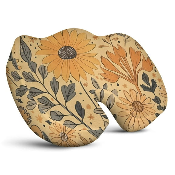 Premium Sunflower Pattern Memory Foam Seat Cushion Ergonomic Chair Pad for Office Chair, Car, Airplane & Bleachers Sciatica, Tailbone Hip & Back Pain Relief - Chair Cushion for Long Office Workers.