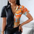 thumbnail image 2 of Moda mujer verano estampado cuello en V botón Casual manga corta blusa camisas Fridja  bn6237, 2 of 8