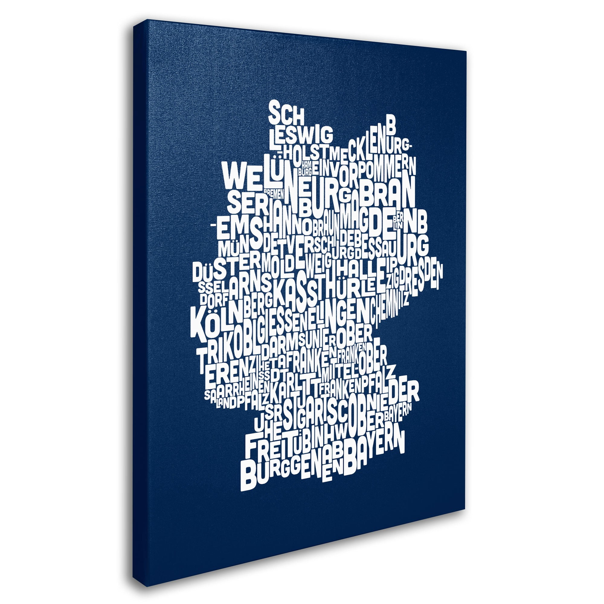 Trademark Art 'NAVY-Germany Regions Map' Canvas Art by Michael Tompsett