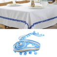 thumbnail image 4 of veasfak 2x 5 Yd Pompons Bobble Border / Bobble Ribbon - 3.5 Cm Wide Fringed Blue+White, 4 of 9