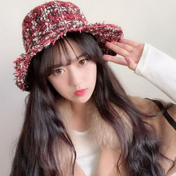 SikaFu New Autumn Winter Hats for Women Flat Top Ladies Hat Bucket Vintage Retro Knitted Fisherman Cap Female Panama Bucket Hats