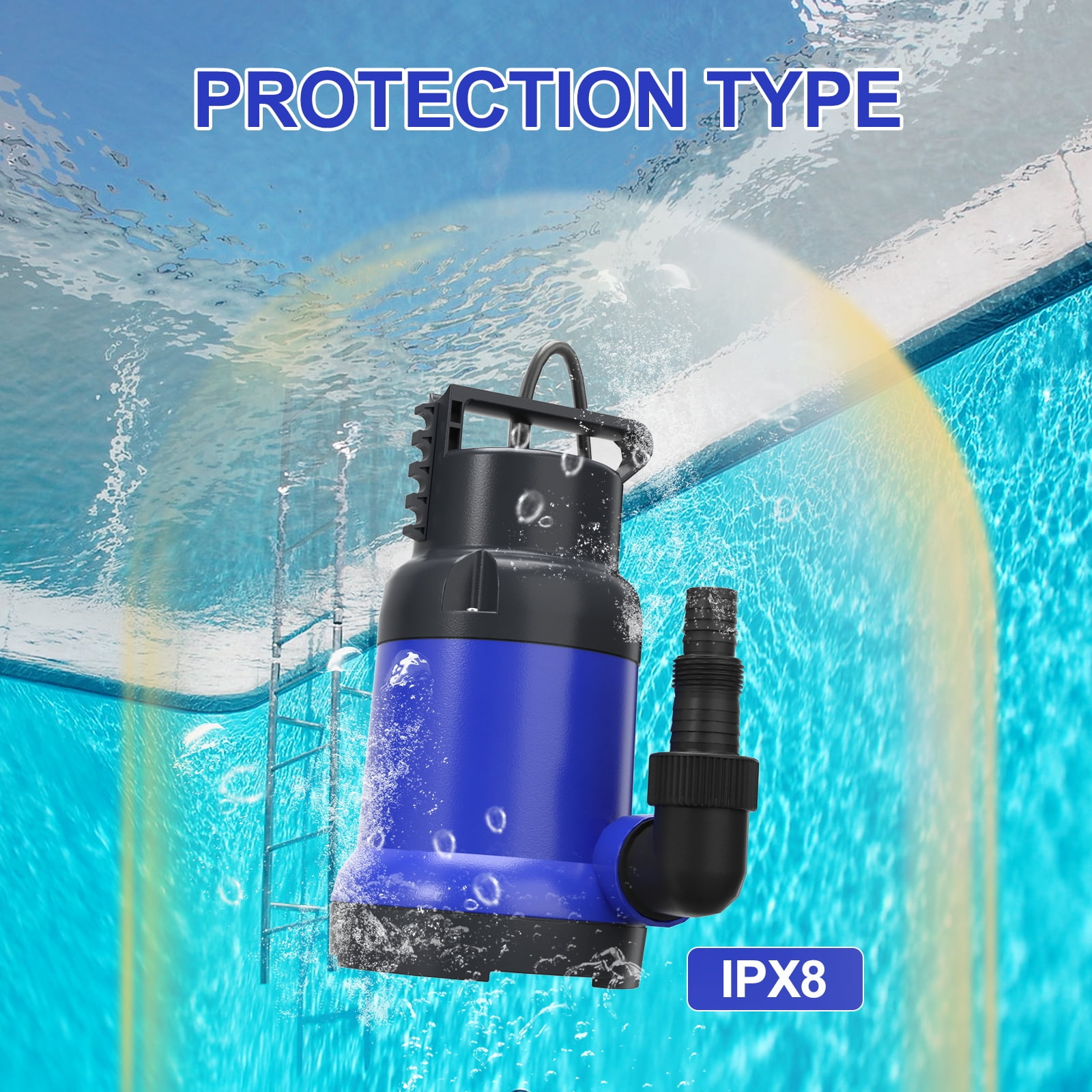 Hot Tub Water Pump 1HP 3500GPH Electric Submersible Portable Sump Pump for Pool Draining Transfer
