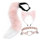 thumbnail image 3 of Tocado con orejas y cola larga, diadema con orejas de gato, disfraz de peluche, pinza para el pelo con orejas de peluche Rosa, 3 of 7