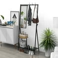 thumbnail image 4 of DECMAY Multifunctional Hall Tree - 73x32x15 Inches Coat Rack with Mirror & Shoe Storage, Aluminum Frame for Living Room/Bedroom, Rustic Brown & Black, 4 of 23
