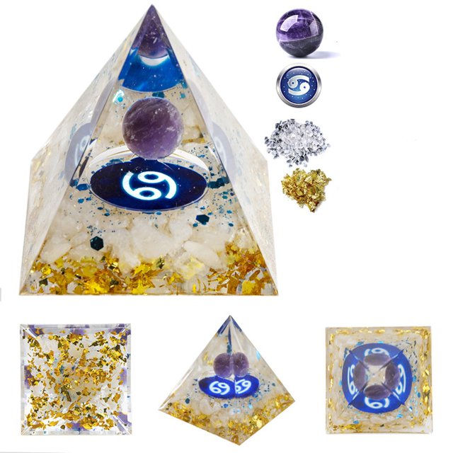 Pyramide pour Énergie Positive, Boule de Cristal d'Améthyste de 1,96 Po Pyramide Faite à la Main, Générateur d'Énergie avec Cristaux de Protection pour le Stress Réduire la Guérison Méditation Attirer la Richesse Chanceux
